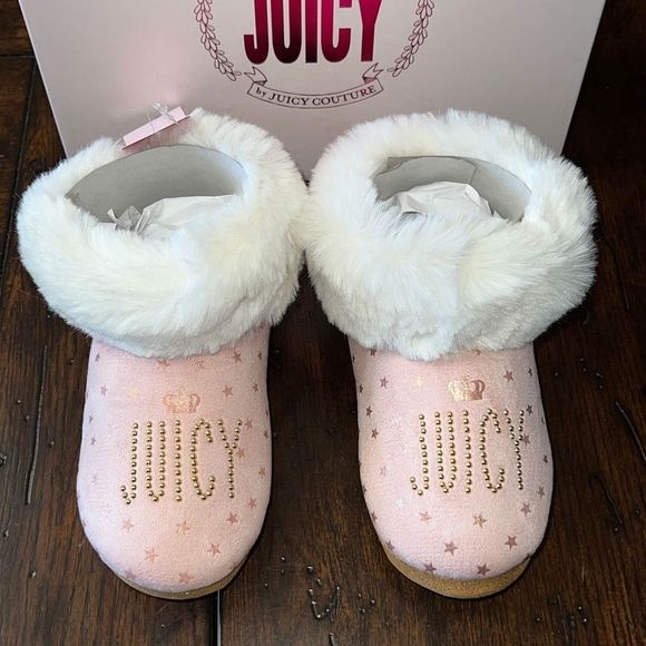 NWT Juicy By Juicy Couture Tulare Girls Bootie Slippers Pink Sz 4-5 Big Kid - Picture 2 of 14